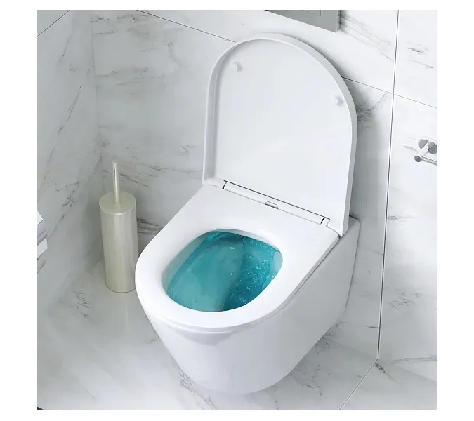 Унитаз подвесной безободковый с инсталляцией AM.PM Sense сиденьем микролифт, хром механ. клавишей, изображение 4