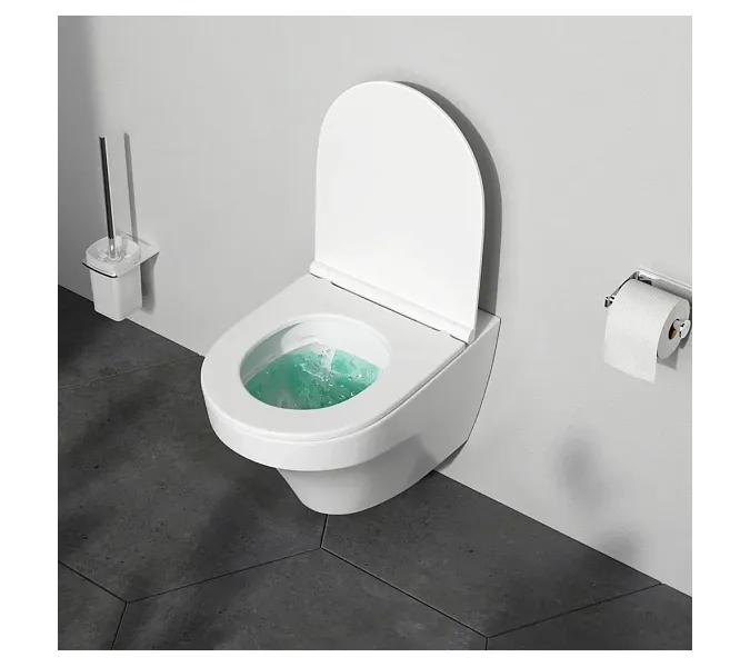 Унитаз подвесной безободковый с инсталляцией AM.PM Inspire с сиденьем микролифт, белой пневм. клавишей, изображение 4