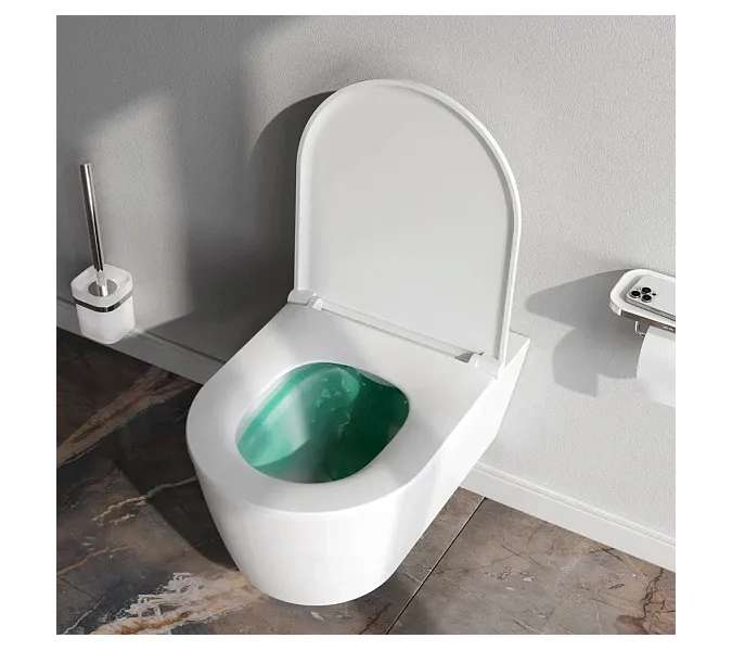 Унитаз подвесной безободковый с инсталляцией AM.PM Sense сиденьем микролифт, хром механ. клавишей, изображение 4