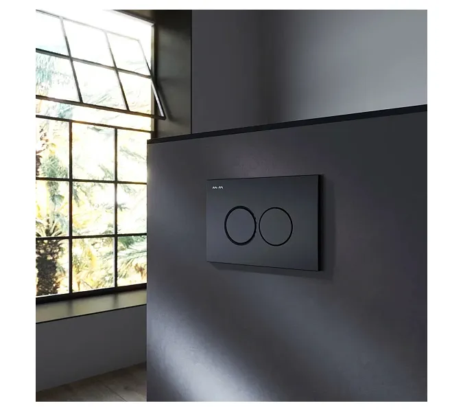 Унитаз подвесной безободковый с инсталляцией AM.PM Sense сиденьем микролифт, черной механ. клавишей, изображение 5