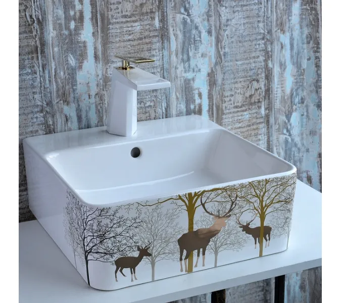 Смеситель на раковину (белый/золото) Bronze De Luxe A919W, изображение 2