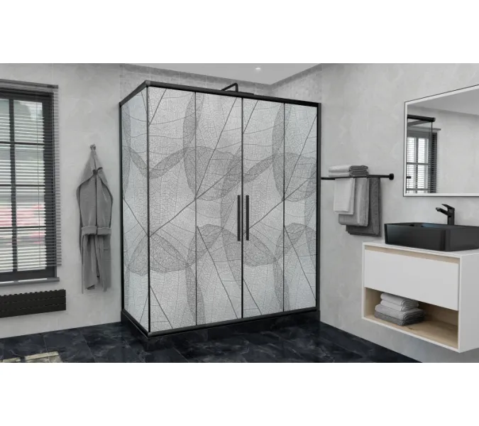 Душевой уголок AvaCan FB2 матовое с рисунком/черный, Цвет стекла: матовое с рисунком, Цвет профиля: Черный, Выбрать размер: 170-190х90, изображение 21