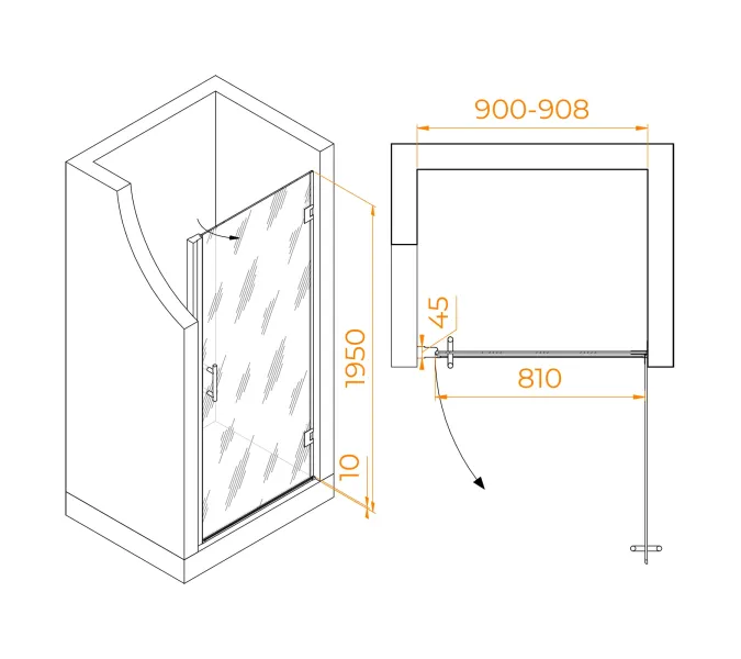 Душевая дверь RGW HO-011B, Цвет стекла: прозрачное, Цвет профиля (вариация): Черный, Выбрать размер: 90, изображение 7