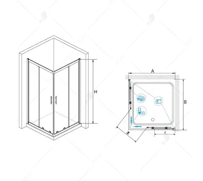 Душевой уголок RGW HO-31, Цвет стекла: прозрачное, Цвет профиля (вариация): Хром, Выбрать размер: 800x800, изображение 15