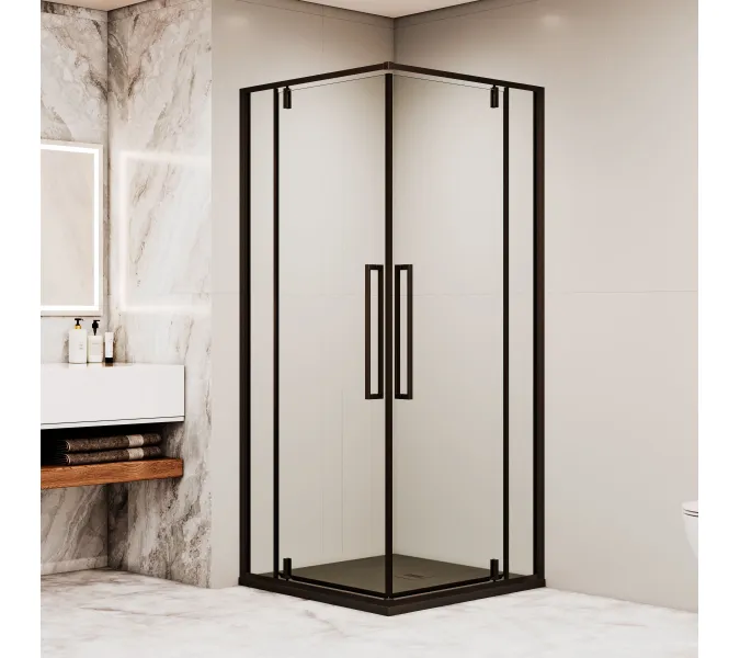 Душевой уголок RGW SV-33B прозрачное/черный, Цвет стекла: прозрачное, Цвет профиля: Черный, Выбрать размер: 80х80, изображение 4