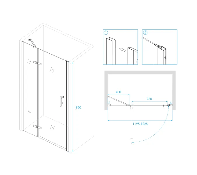 Душевая дверь RGW PA-07B L, Цвет стекла: прозрачное, Цвет профиля (вариация): Черный, Выбрать размер: 120, изображение 3