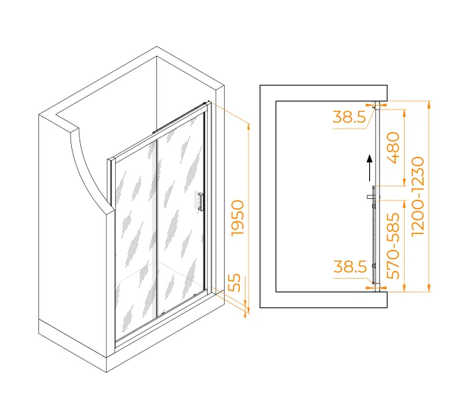 Душевая дверь RGW PA-016B, Цвет стекла: матовое, Цвет профиля (вариация): Черный, Выбрать размер: 120, изображение 12