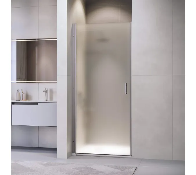 Душевая дверь RGW LE-003Gr, Цвет стекла: матовое-сатинат, Цвет профиля (вариация): Серый, Выбрать размер: 80, изображение 2