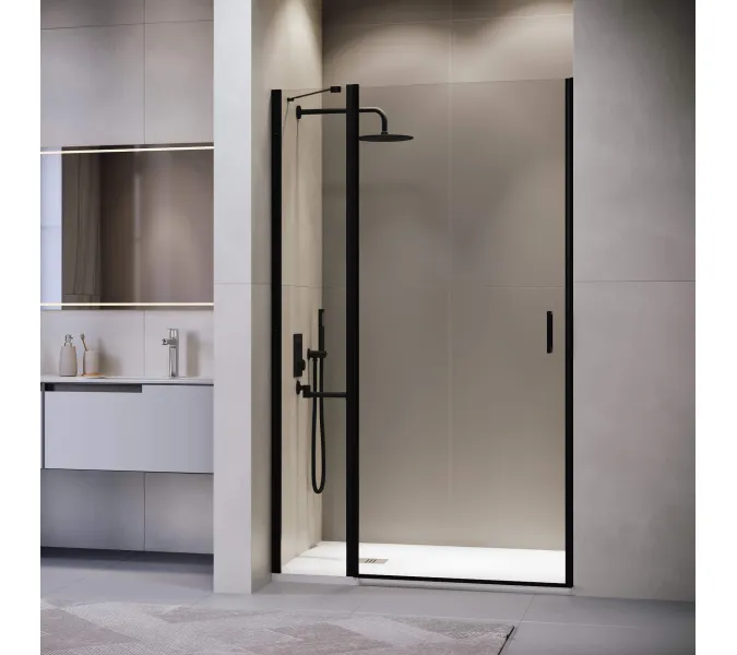 Душевая дверь RGW LE-004B, Цвет стекла: прозрачное, Цвет профиля (вариация): Черный, Выбрать размер: 100, изображение 4