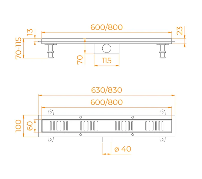 Душевой трап RGW SDR-34B черный, Выбрать размер: 80, изображение 9