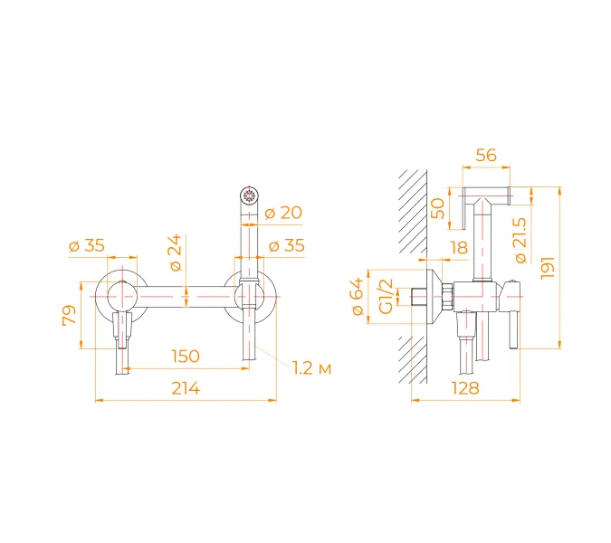 Гигиенический душ со смесителем RGW SP-215, Выбрать цвет: Хром, изображение 43