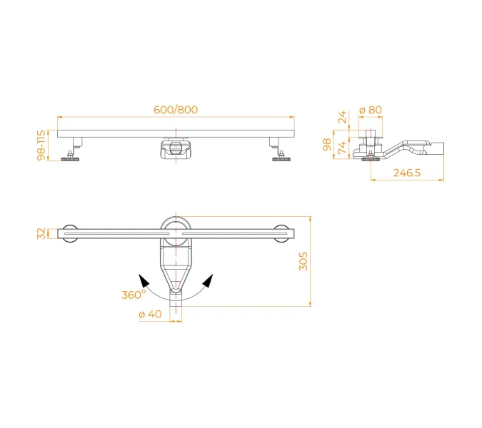 Душевой трап RGW SDR-52Gr серый, Выбрать цвет: Серый, Выбрать размер: 60, изображение 13