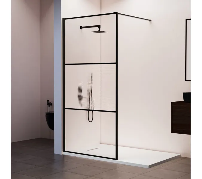 Душевая перегородка RGW WA-09B ребристое/черный, Цвет стекла: ребристое, Цвет профиля: Черный, Выбрать размер: 90, изображение 3