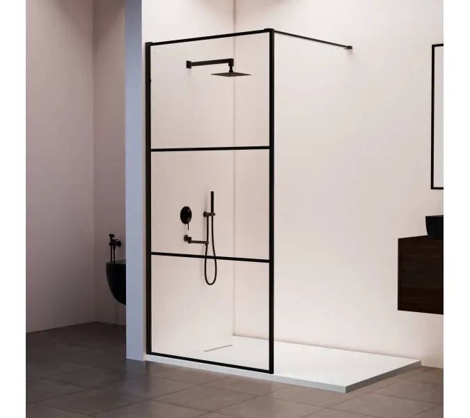 Душевая перегородка RGW WA-09B прозрачное/черный, Цвет стекла: прозрачное, Цвет профиля: Черный, Выбрать размер: 100, изображение 2