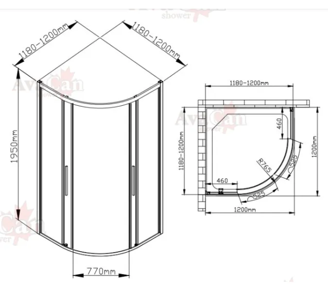 Душевой уголок AvaCan HC 80/90/100/120, Цвет стекла: прозрачное, Цвет профиля: Хром, Выбрать размер: 120х120, изображение 53