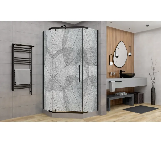 Душевой уголок AvaCan PB 90/100 MT, Цвет стекла: матовое с рисунком, Цвет профиля: Черный, Выбрать размер: 90х90, изображение 12