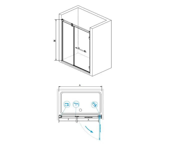 Душевая дверь RGW VI-01, Цвет стекла: прозрачное, Цвет профиля (вариация): Белый-Золото, Выбрать размер: 120, изображение 5
