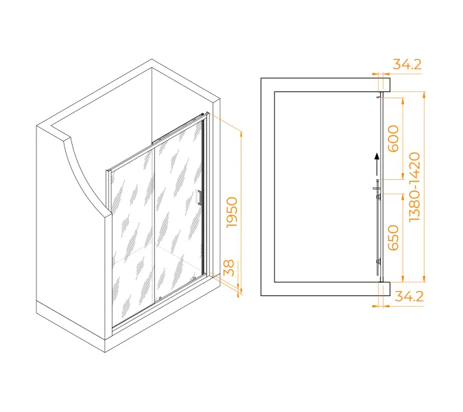 Душевая дверь RGW PA-14B, Цвет стекла: прозрачное, Цвет профиля (вариация): Черный, Выбрать размер: 140, изображение 8