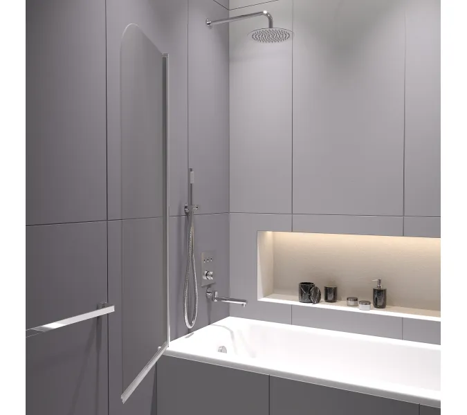 Шторка на ванну RGW SC-109, Цвет стекла: прозрачное, Цвет профиля (вариация): Хром, Выбрать размер: 70, изображение 5