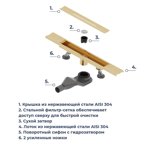 Душевой трап RGW SDR-53Gb золото, Выбрать цвет: Золото, Выбрать размер: 80, изображение 8