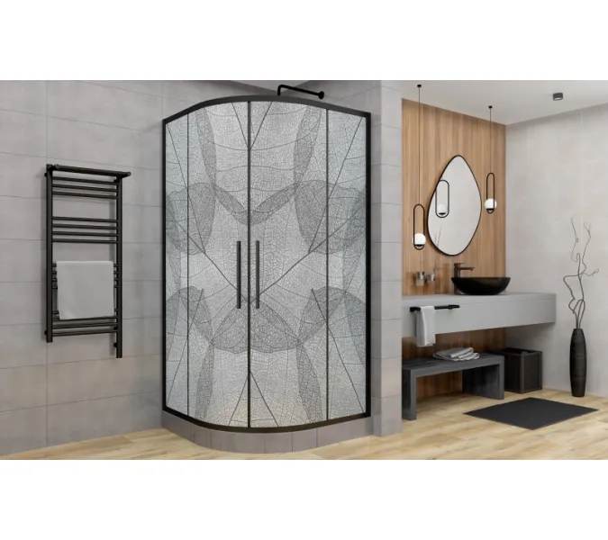 Душевой уголок AvaCan HB 80/90/100/120 MT, Цвет стекла: матовое с рисунком, Цвет профиля: Черный, Выбрать размер: 80х80, изображение 21