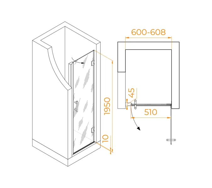 Душевая дверь RGW HO-011, Цвет стекла: прозрачное, Цвет профиля (вариация): Хром, Выбрать размер: 60, изображение 20