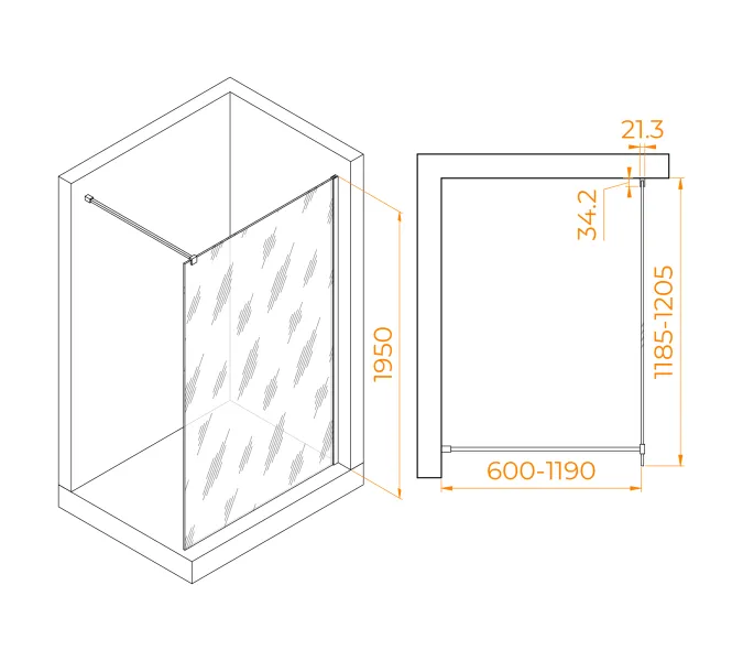 Перегородка для душа RGW WA-001, Цвет стекла: прозрачное, Цвет профиля (вариация): Хром, Выбрать размер: 120, изображение 5