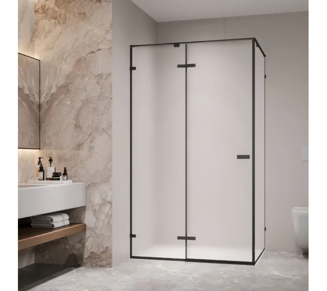 Душевой уголок RGW SV-040B матовое/черный, Цвет стекла: матовое, Цвет профиля: Черный, Выбрать размер: 1200x1000, изображение 6