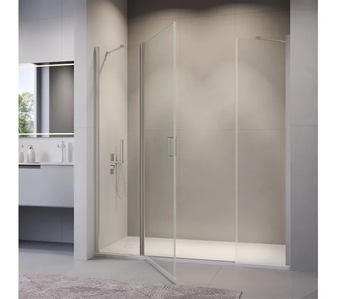 Душевая дверь RGW LE-009 (LE-004 + Z-09), Цвет стекла: прозрачное, Цвет профиля: Хром, Выбрать размер: 130, изображение 5