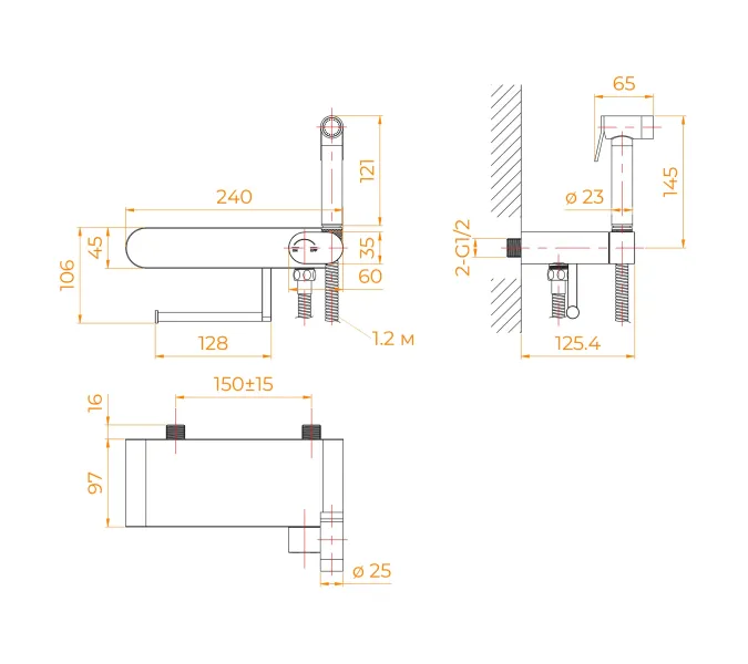 Гигиенический душ со смесителем RGW SP-222B, Выбрать цвет: Черный, изображение 85