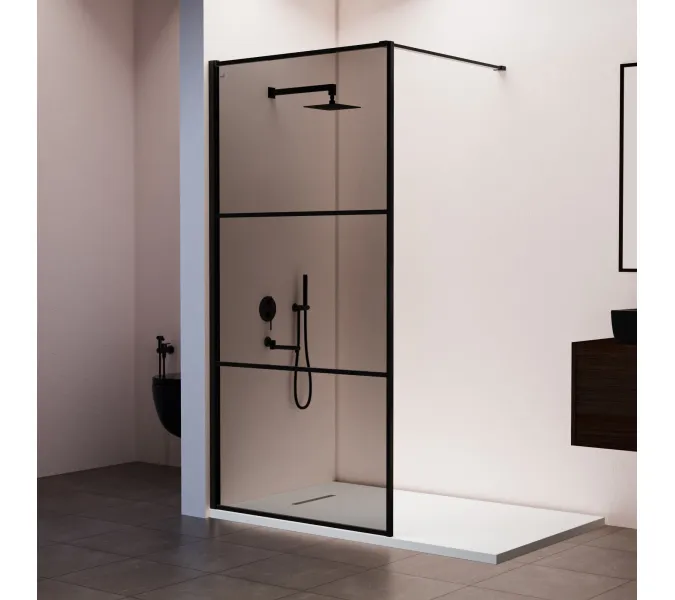 Душевая перегородка RGW WA-09B тонированное/черный, Цвет стекла: тонированное, Цвет профиля: Черный, Выбрать размер: 90, изображение 2