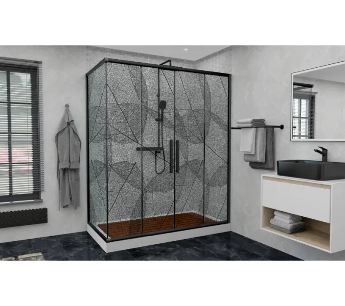 Душевой уголок AvaCan FB2  с рисунком/черный, Цвет стекла: с рисунком, Цвет профиля: Черный, Выбрать размер: 170-190х90, изображение 28