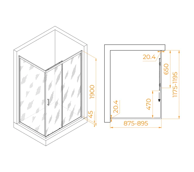 Душевой уголок RGW PA-245B, Цвет стекла: прозрачное, Цвет профиля (вариация): Черный, Выбрать размер: 900*1200, изображение 52