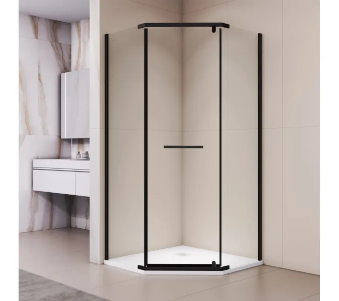 Душевой уголок RGW PA-83-B прозрачное/черный, Цвет стекла: прозрачное, Цвет профиля: Черный, Выбрать размер: 1000x1000, изображение 6