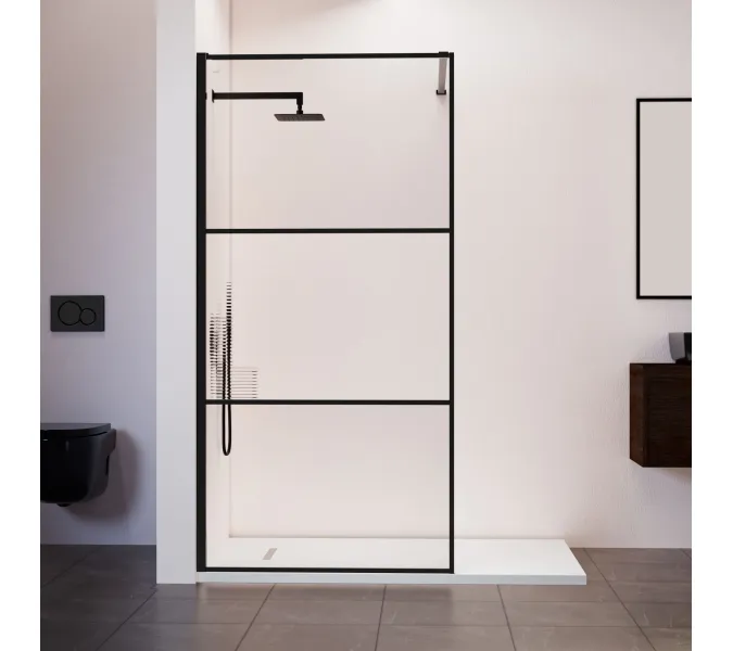 Душевая перегородка RGW WA-09B ребристое/черный, Цвет стекла: ребристое, Цвет профиля: Черный, Выбрать размер: 90, изображение 4