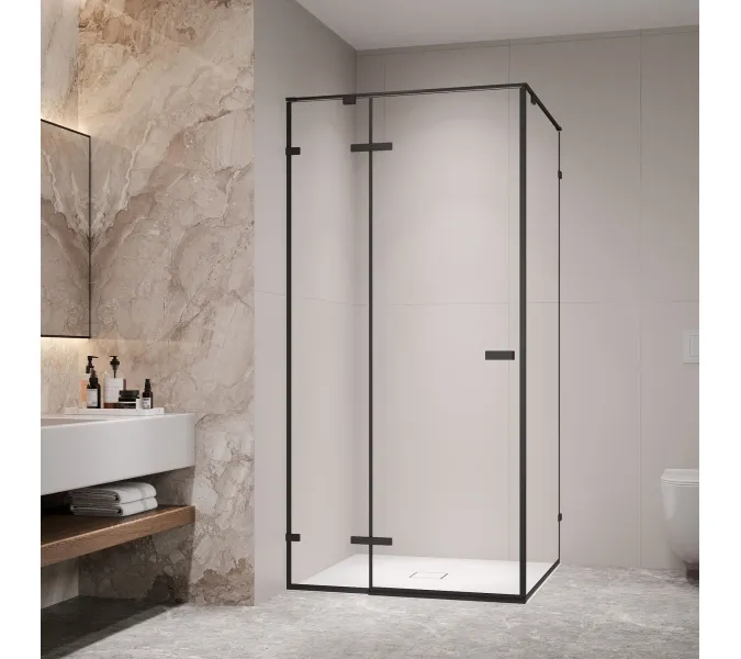 Душевой уголок RGW SV-030B прозрачное/черный, Цвет стекла: прозрачное, Цвет профиля: Черный, Выбрать размер: 1000x1000, изображение 2