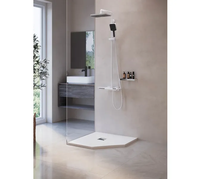 Душевой поддон трапеция RGW ST/T-W Белый, Выбрать цвет: Белый, Выбрать размер: 900x900, изображение 3