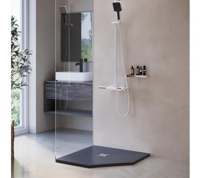 Душевой поддон трапеция RGW ST/T-G Графит, Выбрать цвет: Графит, Выбрать размер: 900x900, изображение 3