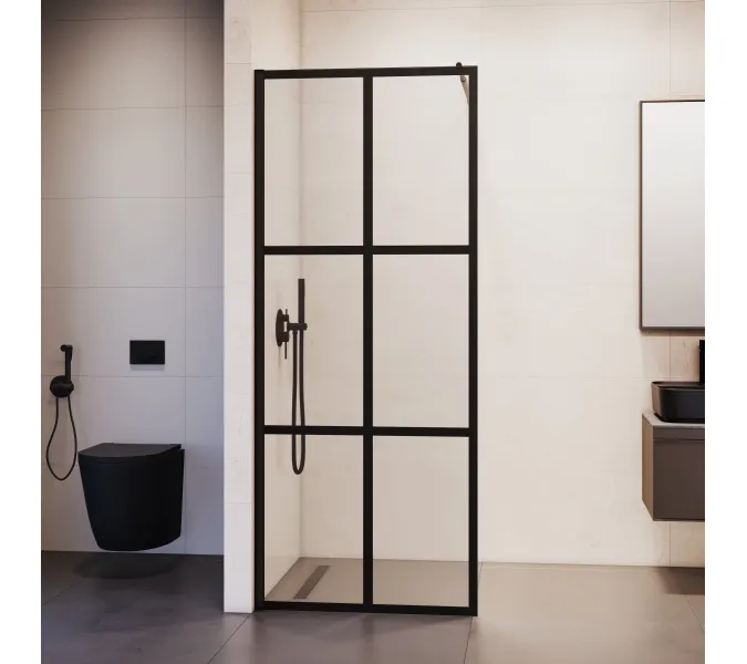 Перегородка для душа RGW WA-111B, Цвет стекла: прозрачное, Цвет профиля (вариация): Черный, Выбрать размер: 80, изображение 3