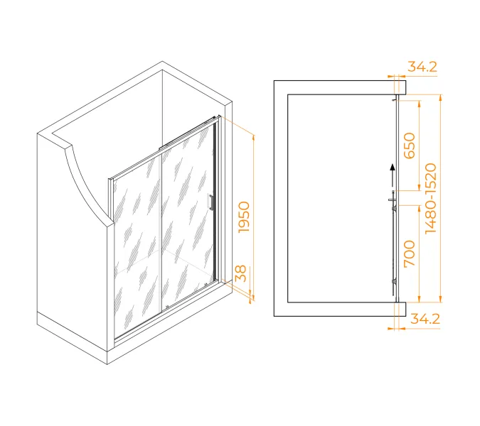 Душевая дверь RGW PA-14Gr, Цвет стекла: прозрачное, Цвет профиля (вариация): Серый, Выбрать размер: 150, изображение 16