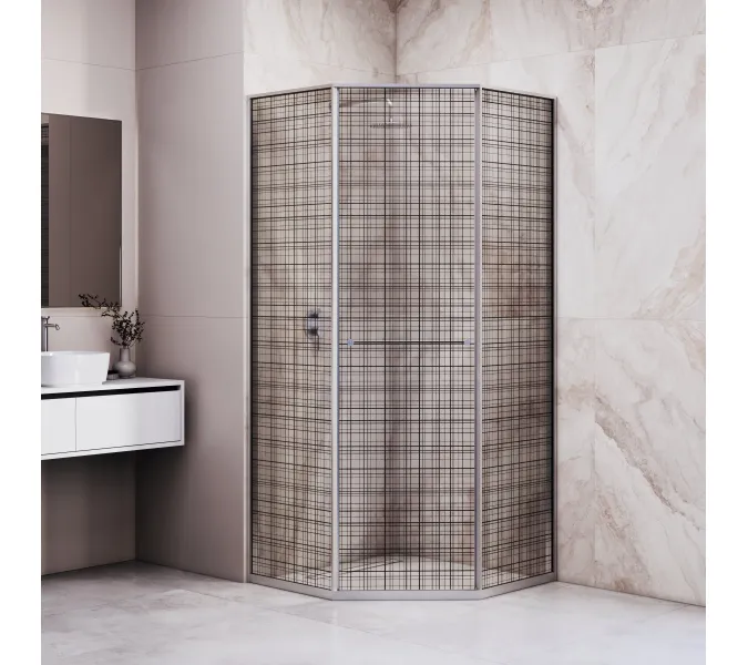 Душевой уголок RGW SV-82 "L/R" хром профиль, Цвет стекла: Черная вуаль, Цвет профиля: Хром, Выбрать размер: 800x800, Ориентация: левый сдвиг, изображение 2