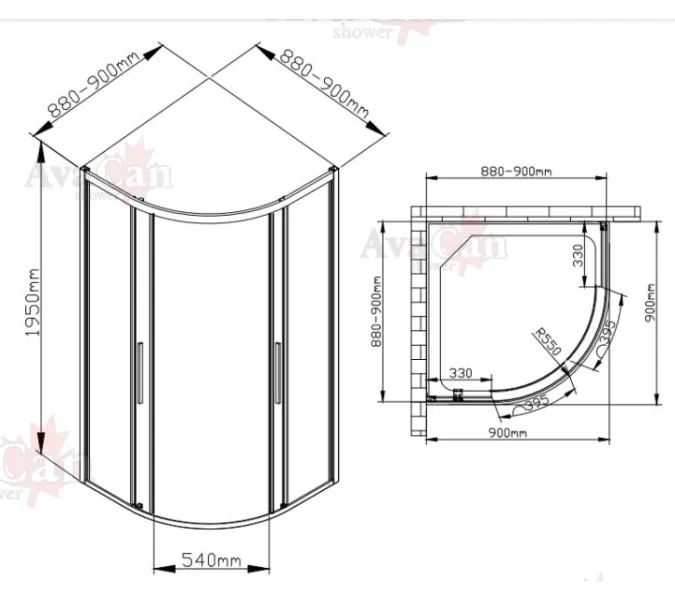 Душевое ограждение HB90 DTO четверть круга, Цвет стекла: с рисунком, Цвет профиля: Черный, Выбрать размер: 90х90, изображение 72