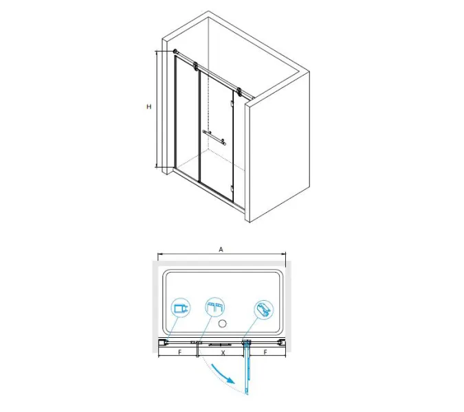 Душевая дверь RGW VI-02, Цвет стекла: прозрачное, Цвет профиля (вариация): Белый-Золото, Выбрать размер: 130, изображение 12