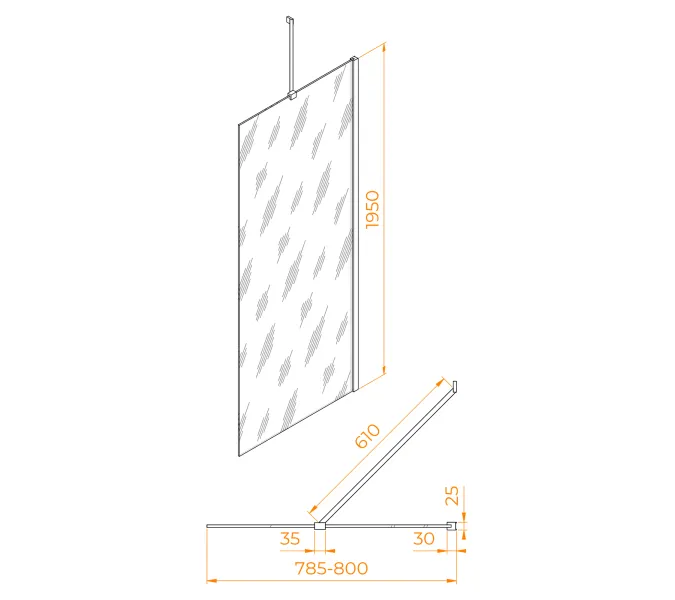 Боковая панель RGW Z-14, Цвет стекла: прозрачное, Цвет профиля: Хром, Выбрать размер: 80, изображение 11