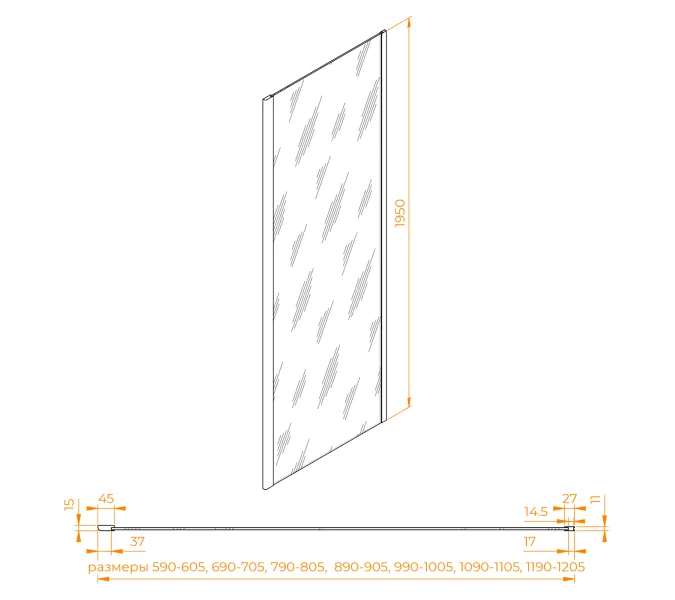Боковая панель RGW Z-050-2, Цвет стекла: матовое-сатинат, Цвет профиля: Хром, Выбрать размер: 110, изображение 22