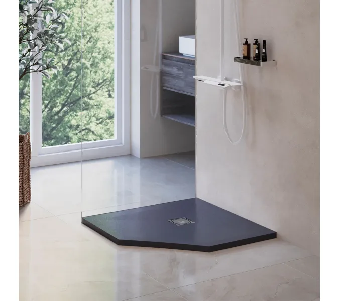 Душевой поддон трапеция RGW ST/T-G Графит, Выбрать цвет: Графит, Выбрать размер: 900x900, изображение 6
