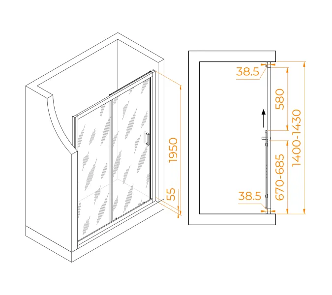 Душевая дверь RGW PA-016, Цвет стекла: матовое, Цвет профиля (вариация): Хром, Выбрать размер: 140, изображение 60