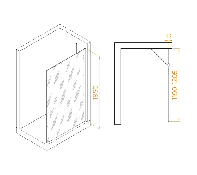 Перегородка для душа RGW WA-110, Цвет стекла: прозрачное, Цвет профиля (вариация): Хром, Выбрать размер: 120, изображение 4