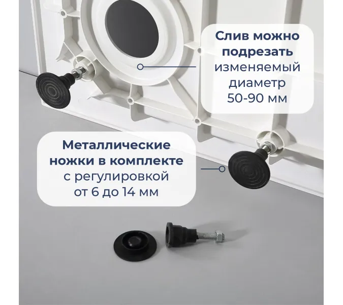 Душевой поддон полукруглый RGW SMC/R W Белый, Выбрать размер: 80х80, изображение 10