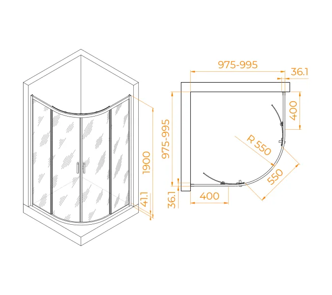 Душевой уголок RGW PA-51B, Цвет стекла: прозрачное, Цвет профиля (вариация): Черный, Выбрать размер: 100x100, изображение 49